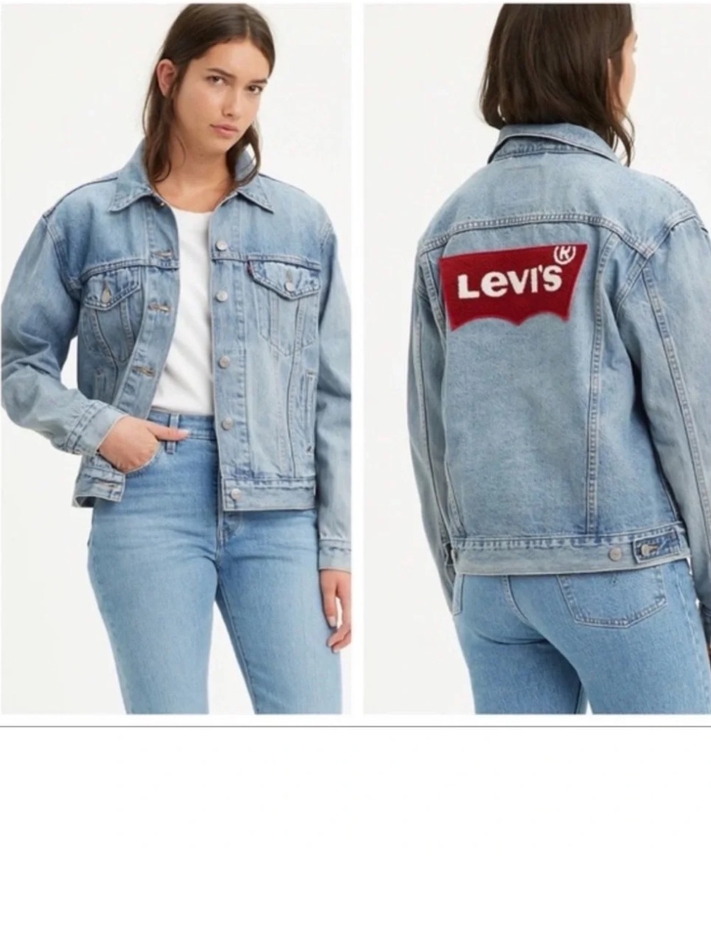 LEVI’S Ex Boyfriend Denim Logo Trucker Jacket XL